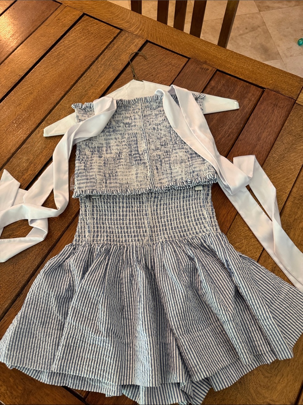 Koch Blue and White Striped Smocked set.